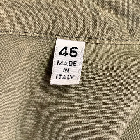 BYBLOS Size 46 Green Olive Silk One Pocket Short Sleeve Shirt
