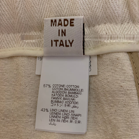BRUNELLO CUCINELLI Size 8 Cream Linen Cotton Pleated Pants