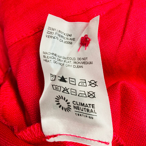 REFORMATION Size 2 Red Linen Pleated Wide Leg Dress Pants