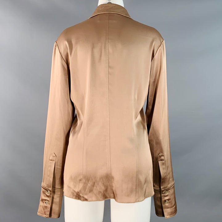 NANUSHKA Size M Copper Triacetate Blend Satin Point Collar Patch Pockets Shirt