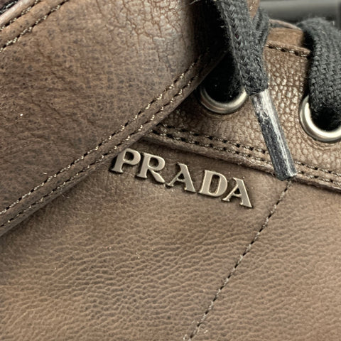 PRADA Size 11 Brown High Top Sneakers