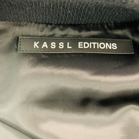 KASSL Size S Black Cotton Blend Padded Faux Leather Bomber Jacket