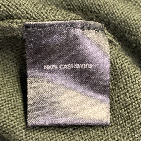 ODIN Size M Forest Green Knit Cashwool Faux Suede Crew Neck Pullover