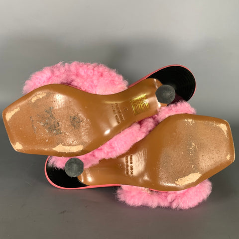 ALL TOMORROW'S PARTIES Size 7 Pink Wool Textured Leather Trim Mules Pumps