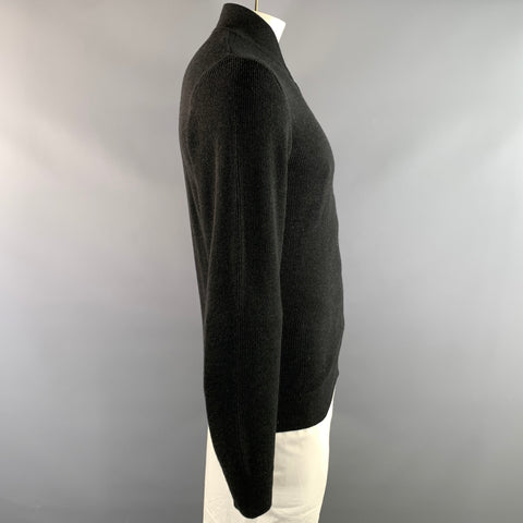 MAISON MARGIELA Size XL Dark Grey Wool Cotton Zip Up Jacket