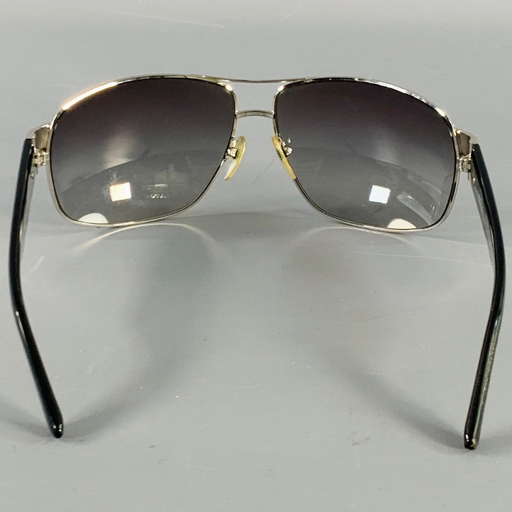 PRADA Silver Black Metal Pilot Sunglasses