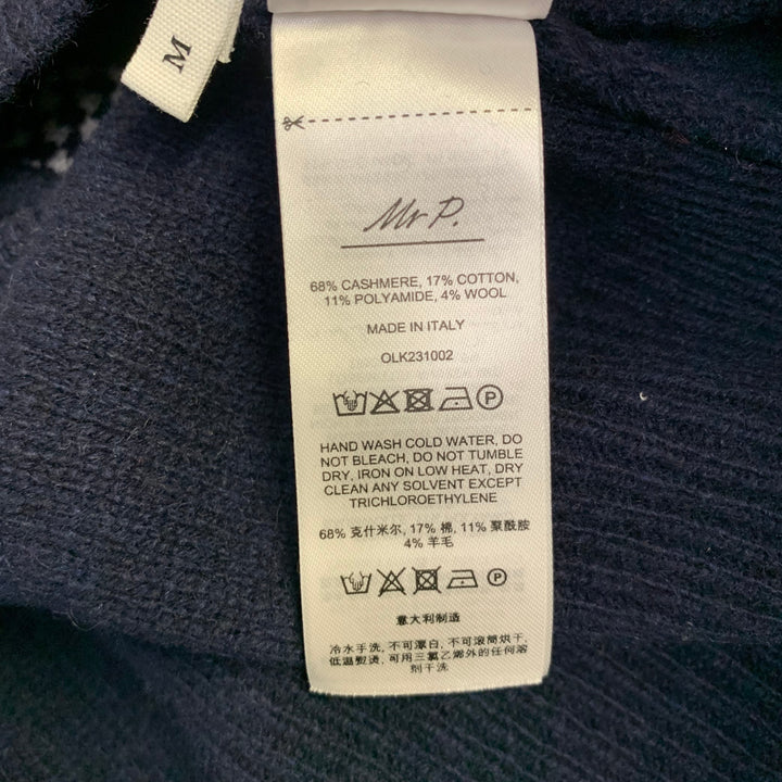 MR. PORTER Size M Navy White Patchwork Cashmere Cotton Blend Oversized Crew Neck Sweater