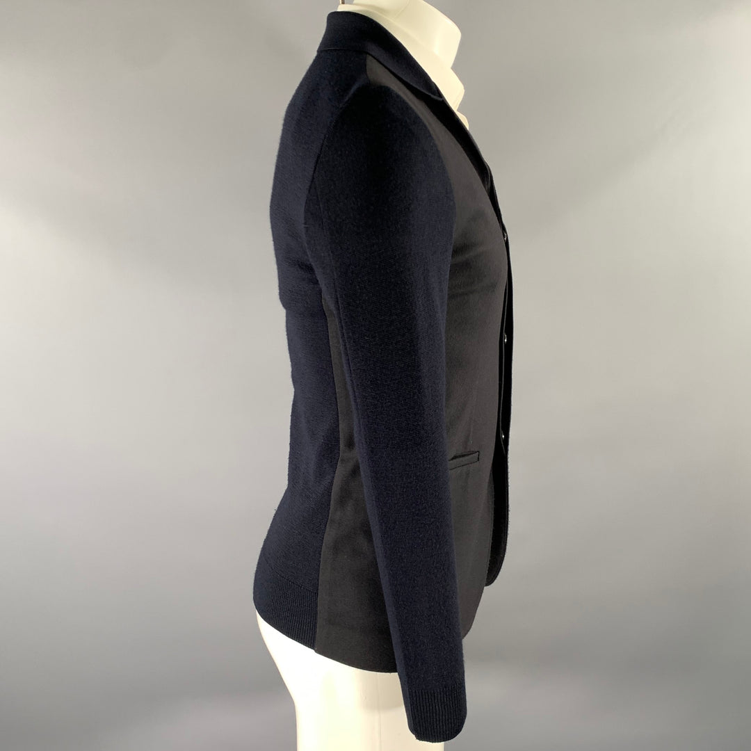 EMPORIO ARMANI Size 34 Navy Ribbed Wool Polyamide Jacket