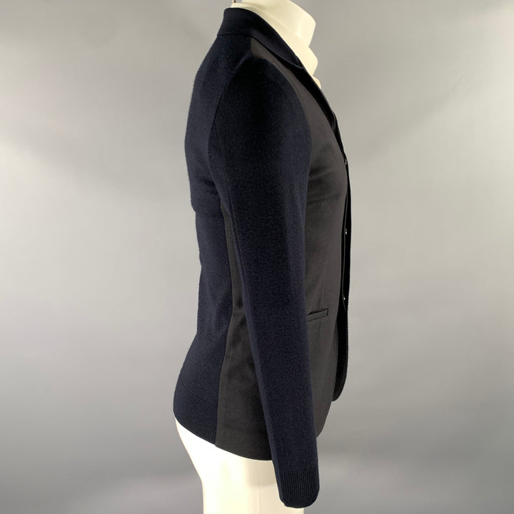 EMPORIO ARMANI Size 34 Navy Ribbed Wool Polyamide Jacket