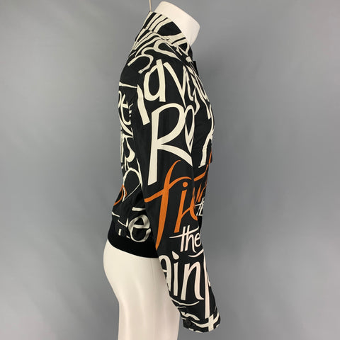 BURBERRY PRORSUM Size 36 Black Copper Graphic Silk Blend Jacket