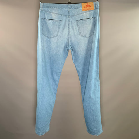 PRADA Size 36 Light Blue Wash Cotton Button Fly Jeans