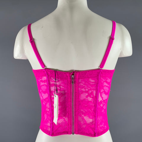 FLEUR DU MAL Size M Pink Fuchsia Polyamide Blend Lace Bustier Top