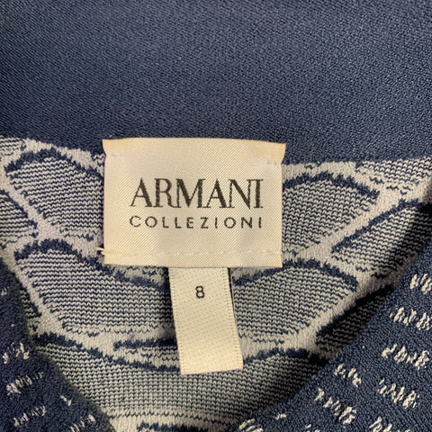 ARMANI COLLEZIONI Size 8 Blue Viscose Blend Jacquard Jacket