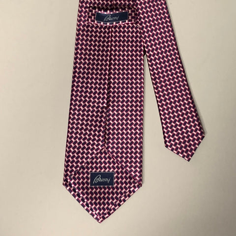 BRIONI Pink Fuchsia Rectangles Silk Tie