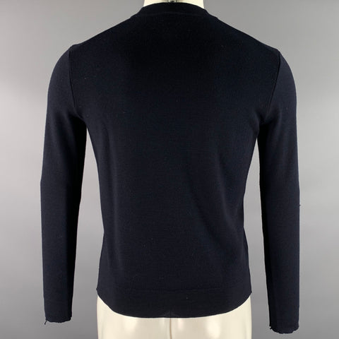 JIL SANDER Size XS Navy Knit Ribbed Pullover