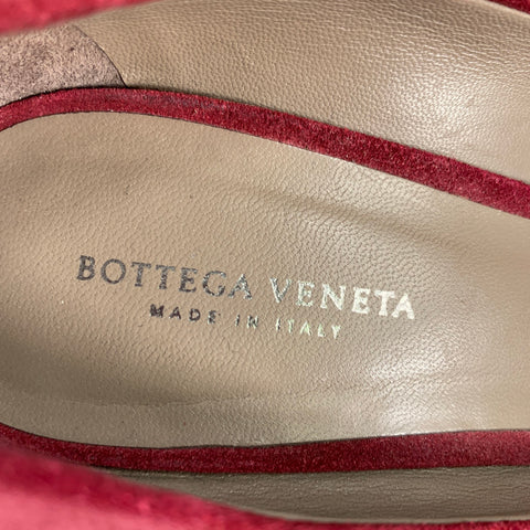 BOTTEGA VENETA Size 6.5 Burgundy Suede Platform Heels Pumps