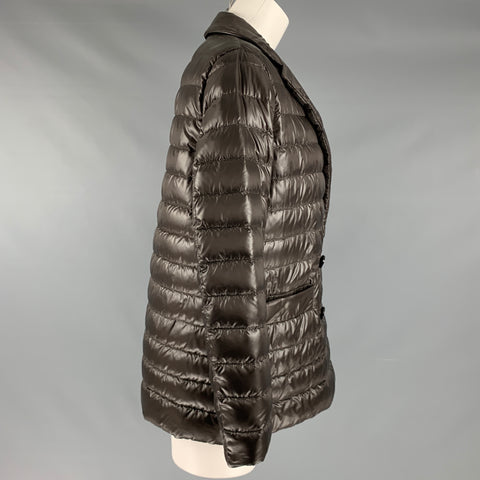 HERNO Size 4 Brown Nylon Padded Double Breasted Jacket
