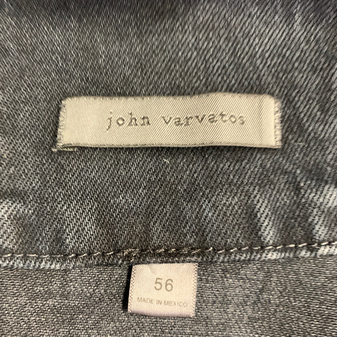 JOHN VARVATOS Size XL Blue Grey Cotton Blend Denim Twill Patch Pockets Jacket