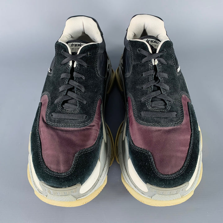 BALENCIAGA Size 8 Black Brown Mixed Fabrics Nylon Rubber Sole Sneakers