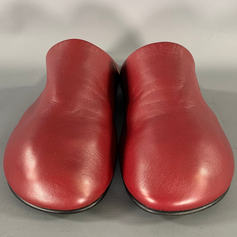 CARVEN Size 10 Burgundy Leather Lambskin Slippers Flats