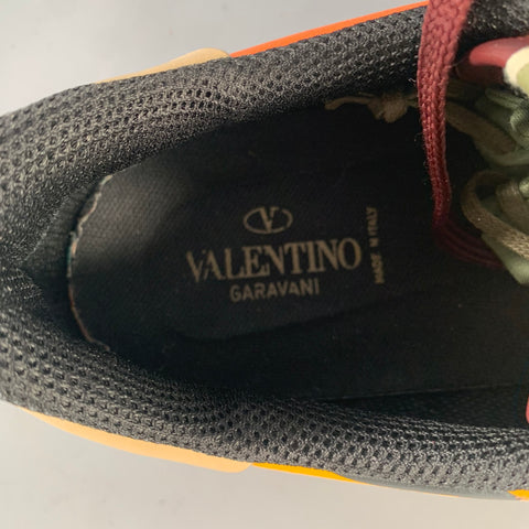 VALENTINO Size 11 Red Multi-Color Mixed Patterns Mixed Fabrics Hike Sneakers