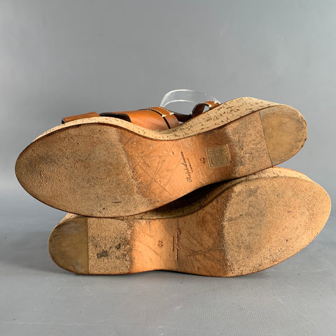 RALPH LAUREN Size 10 Tan Natural Leather Platform Sandals