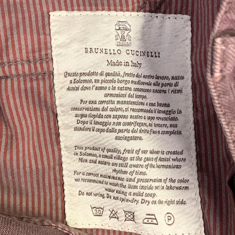 BRUNELLO CUCINELLI Size 32 Brown Twill Cotton Straight Five Pockets Jeans