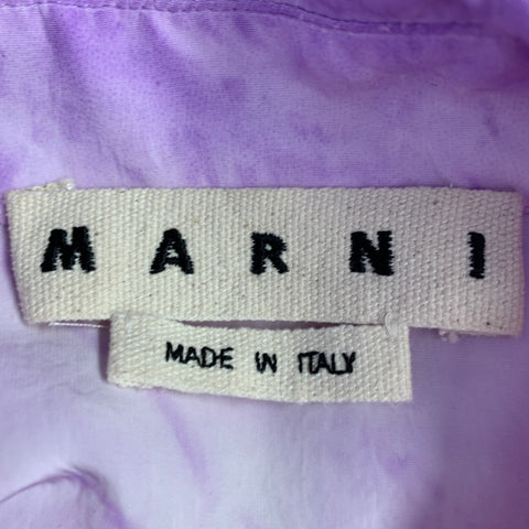 MARNI Size XS Purple Orange Tie Dye Viscose Ruffle Oversized Long Sleeve Shirt