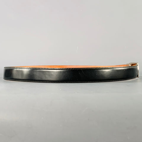 TOD'S Size 38 Black Silver Leather Belt