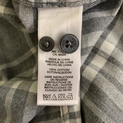 MICHAEL KORS Size XL Grey White Plaid Cotton Flanel Long Sleeve Shirt