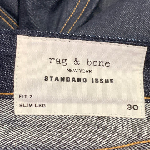 RAG & BONE Size 30 Navy Cotton Straight Selvedge Jeans