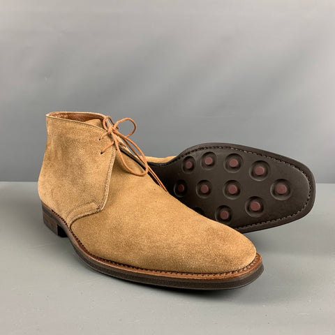 BATTISTONI Size 7 Camel Suede Lace Up Boots