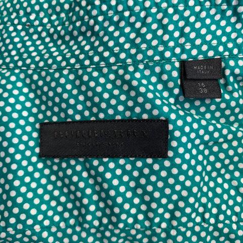 BURBERRY PRORSUM 2011 Size S Green White Polka Dot Cotton Long Sleeve Shirt