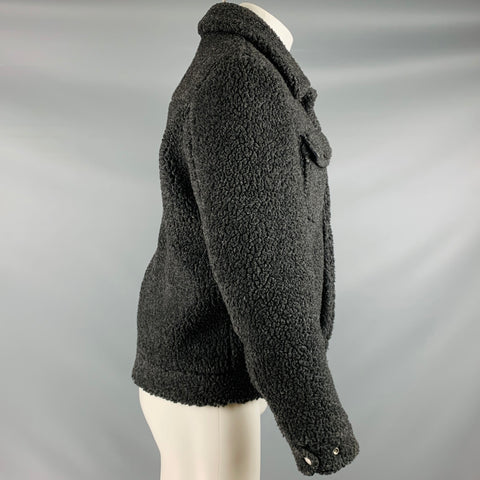 ALLSAINTS Size M -Bevin- Grey Charcoal Faux Fur Trucker Jacket
