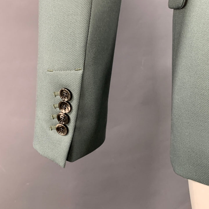 AMI by ALEXANDRE MATTIUSSI Size 36 Teal Wool Twill Double Breasted Sport Coat
