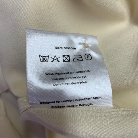 HOMIE'S MARBELLA Size M Marbelland Beige Orange Contrast Trim Viscose Short Sleeve Shirt