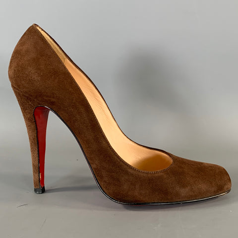 CHRISTIAN LOUBOUTIN Size 6.5 Brown Red Leather Suede Almond Toe Pumps