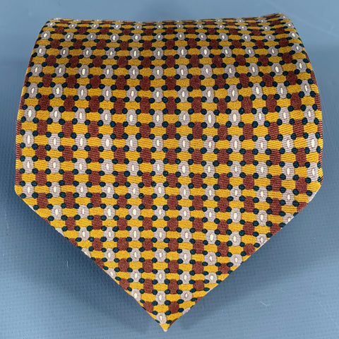 ERMENEGILDO ZEGNA Brown Taupe Dots Silk Tie
