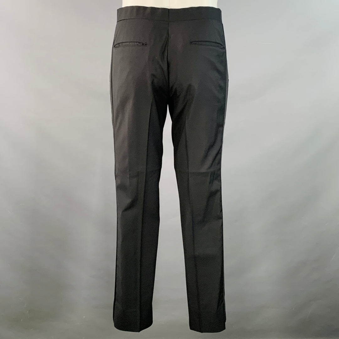 BAND OF OUTSIDERS Size 38 Regular Black Wool Mohair Contrast Stitch Notch Lapel Suit