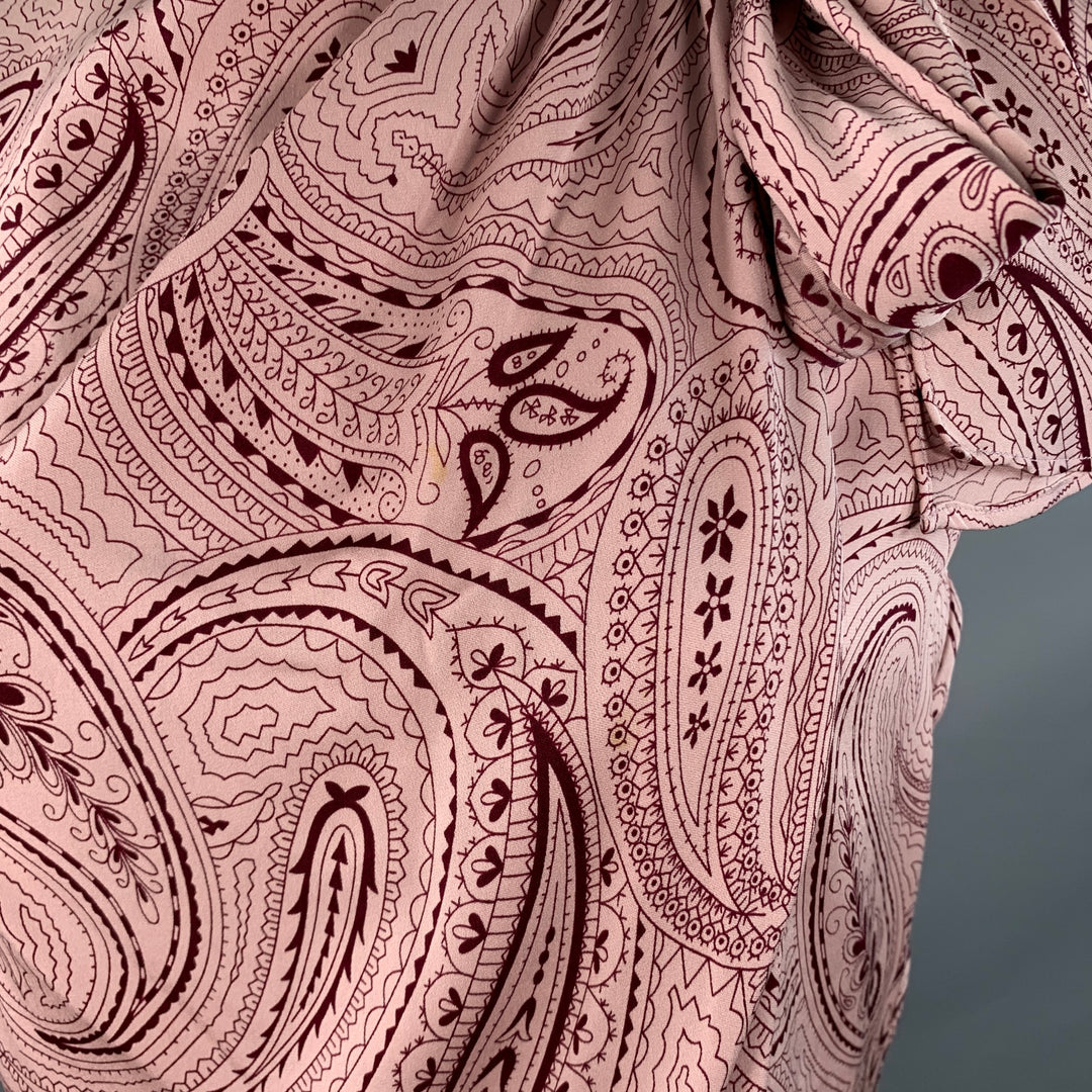 PHILIPPE ADEC Size S Pink Burgundy Silk Blend Paisley Sleeveless Layered High Neck Casual Top