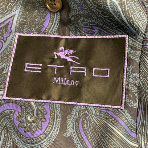 ETRO Size 38 Black White Nailhead Silk Wool Notch Lapel Sport Coat