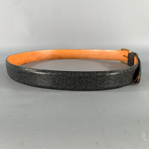 MARTIN DINGMAN Size 36 Black Crackled Leather Belt