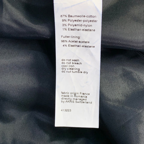 AKRIS Size 12 Navy White Cotton Blend Pencil Knee Length Skirt