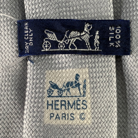 HERMES Blue Textured Woven Silk Tie