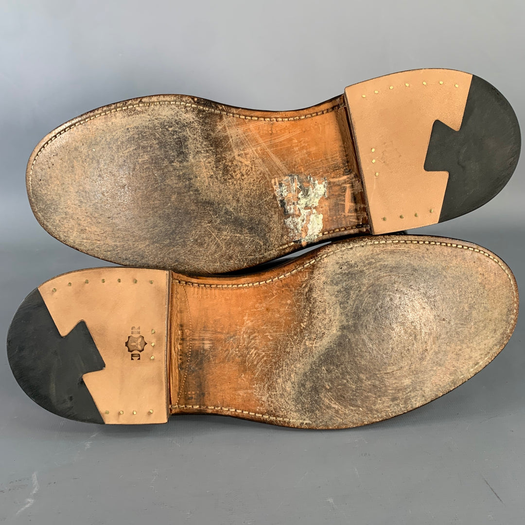 ALDEN Size 10 Plain Toe Blucher Brown Leather Lace-Up Shoes