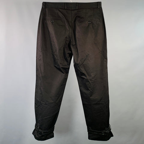 MARNI Size 32 Black Twill Cotton Belted Casual Pants