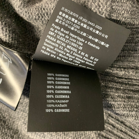 PRADA Size 42 Grey Knitted Cashmere Zip Up Jacket