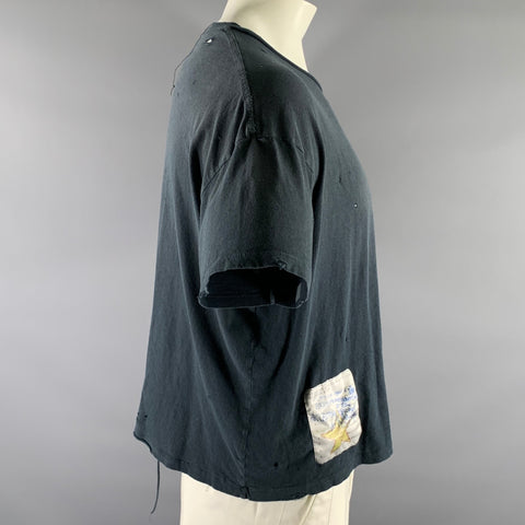 PALY HOLLYWOOD Size S Black Cotton Cropped Short Sleeve Shirt