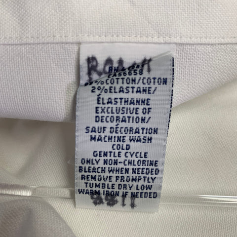 RALPH LAUREN Size XXL White Cotton Blend Button Down Long Sleeve Shirt