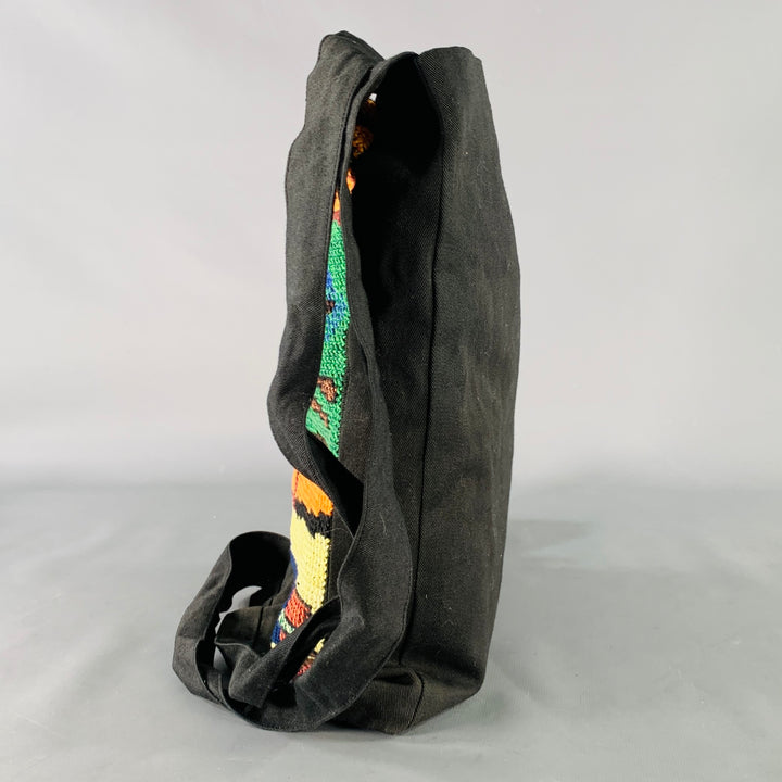 WALTER VAN BEIRENDONCK SS14 Budapest Black Multi Color Embroidered Cotton Crossbody Bag